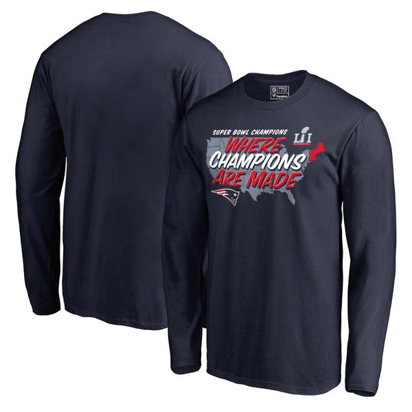 New England Patriots Pro Line by Fanatics Branded Super Bowl LI Champions Regional Dominance Long Sleeve T-Shirt - Navy